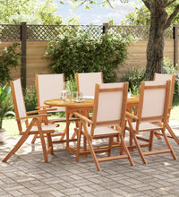 7-tlg. Garten-Essgruppe Massivholz Akazie und Textilene