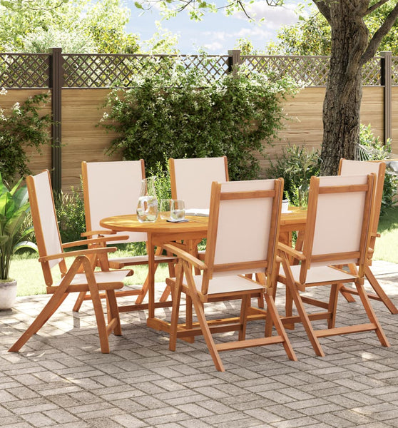7-tlg. Garten-Essgruppe Massivholz Akazie und Textilene