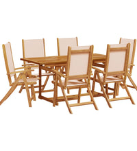 7-tlg. Garten-Essgruppe Massivholz Akazie und Textilene