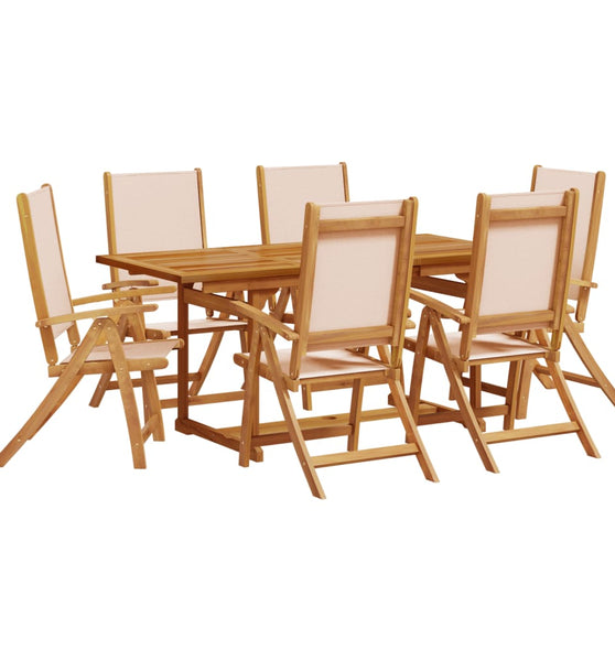 7-tlg. Garten-Essgruppe Massivholz Akazie und Textilene
