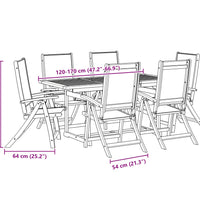 7-tlg. Garten-Essgruppe Massivholz Akazie und Textilene