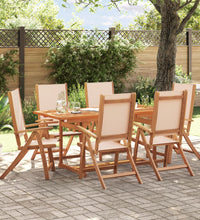 7-tlg. Garten-Essgruppe Massivholz Akazie und Textilene