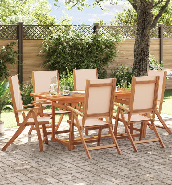 7-tlg. Garten-Essgruppe Massivholz Akazie und Textilene