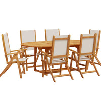 7-tlg. Garten-Essgruppe Massivholz Akazie und Textilene