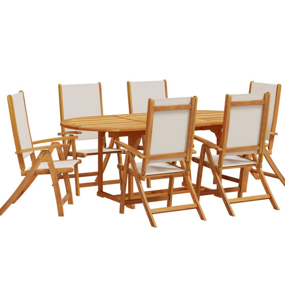 7-tlg. Garten-Essgruppe Massivholz Akazie und Textilene