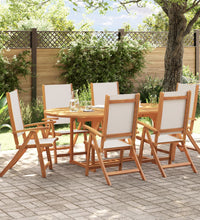 7-tlg. Garten-Essgruppe Massivholz Akazie und Textilene