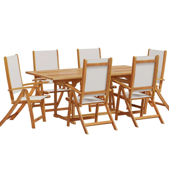 7-tlg. Garten-Essgruppe Massivholz Akazie und Textilene