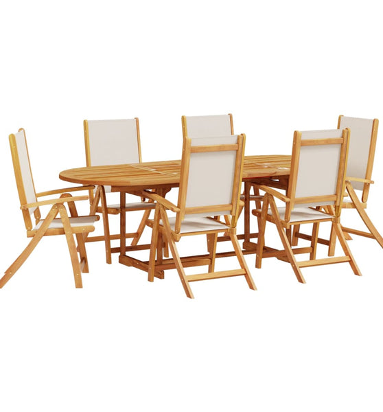 7-tlg. Garten-Essgruppe Massivholz Akazie und Textilene
