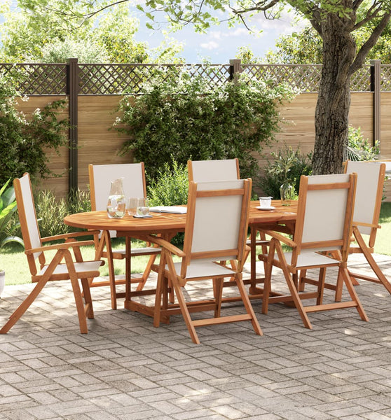 7-tlg. Garten-Essgruppe Massivholz Akazie und Textilene
