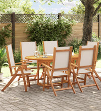 7-tlg. Garten-Essgruppe Massivholz Akazie und Textilene