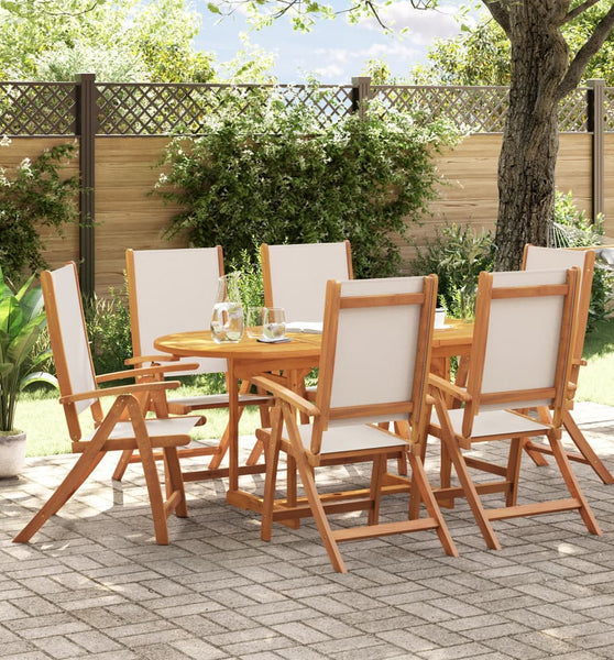 7-tlg. Garten-Essgruppe Massivholz Akazie und Textilene