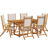 7-tlg. Garten-Essgruppe Massivholz Akazie und Textilene