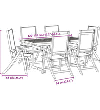 7-tlg. Garten-Essgruppe Massivholz Akazie und Textilene