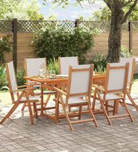 7-tlg. Garten-Essgruppe Massivholz Akazie und Textilene