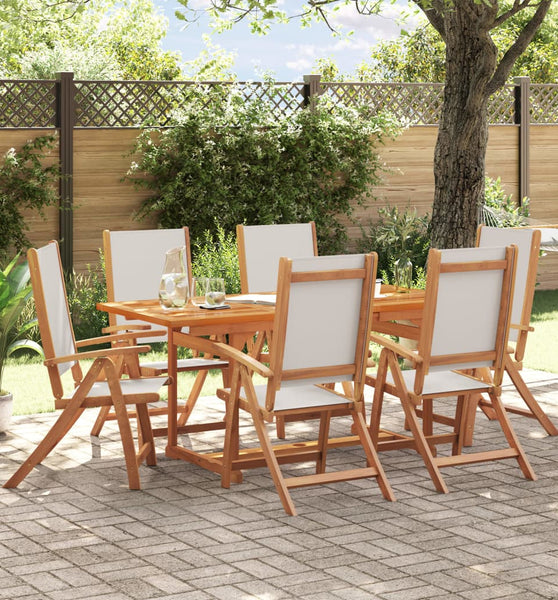 7-tlg. Garten-Essgruppe Massivholz Akazie und Textilene