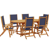 7-tlg. Garten-Essgruppe Massivholz Akazie und Textilene