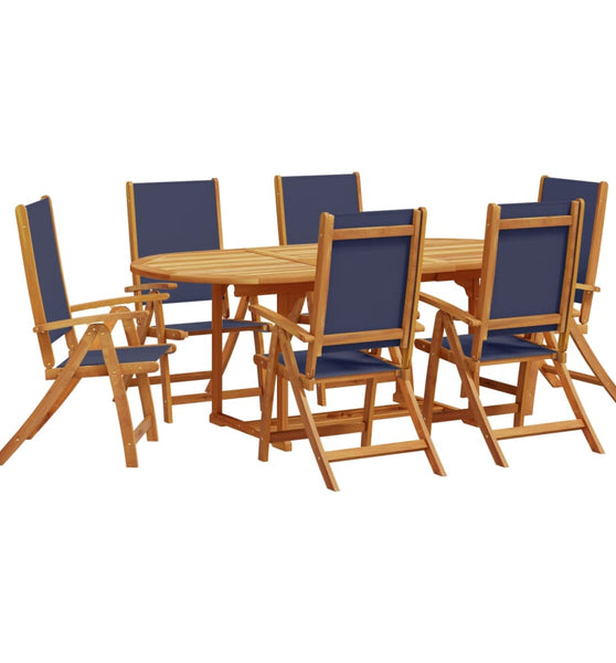 7-tlg. Garten-Essgruppe Massivholz Akazie und Textilene
