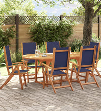 7-tlg. Garten-Essgruppe Massivholz Akazie und Textilene