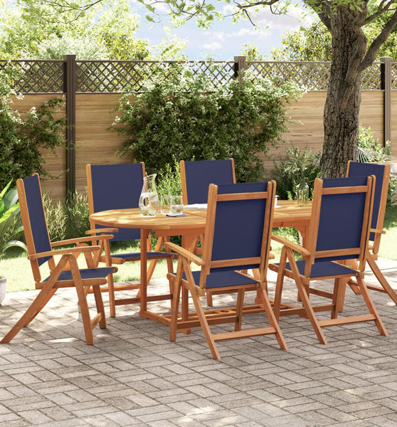 7-tlg. Garten-Essgruppe Massivholz Akazie und Textilene