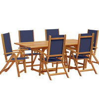 7-tlg. Garten-Essgruppe Massivholz Akazie und Textilene