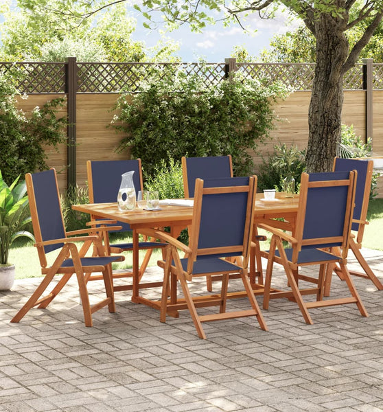 7-tlg. Garten-Essgruppe Massivholz Akazie und Textilene