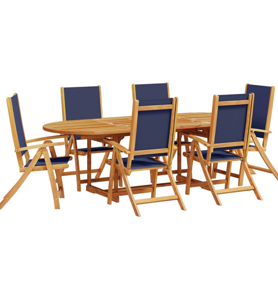 7-tlg. Garten-Essgruppe Massivholz Akazie und Textilene