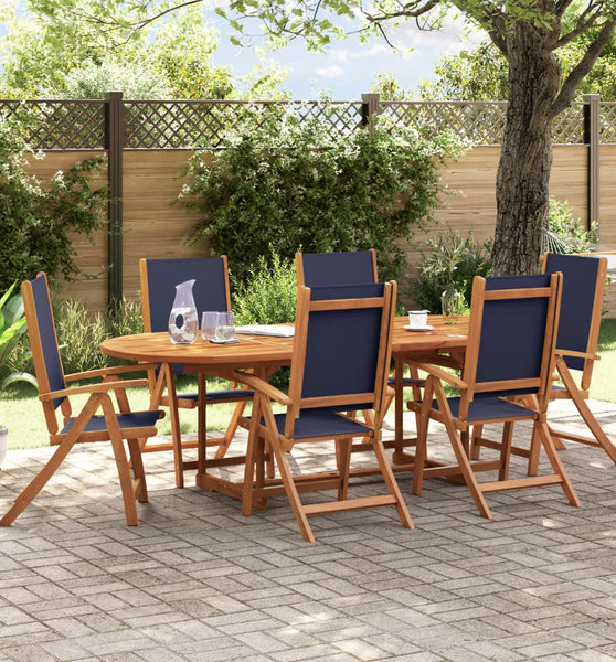 7-tlg. Garten-Essgruppe Massivholz Akazie und Textilene