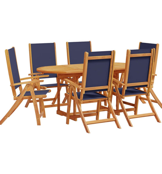 7-tlg. Garten-Essgruppe Massivholz Akazie und Textilene