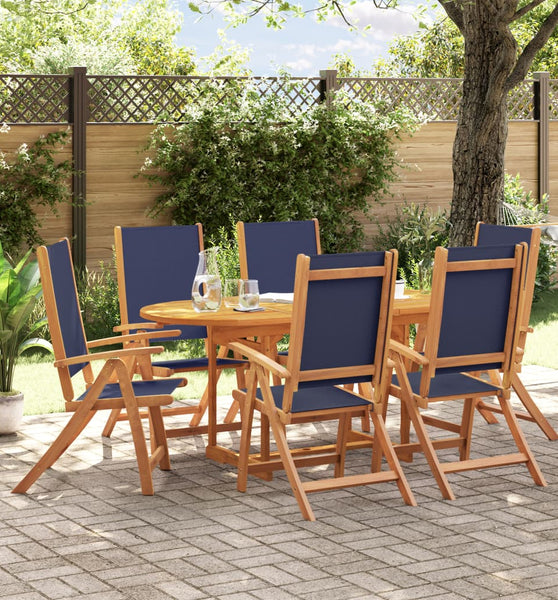 7-tlg. Garten-Essgruppe Massivholz Akazie und Textilene