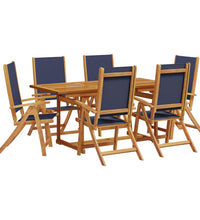 7-tlg. Garten-Essgruppe Massivholz Akazie und Textilene