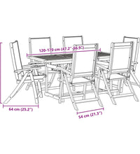7-tlg. Garten-Essgruppe Massivholz Akazie und Textilene