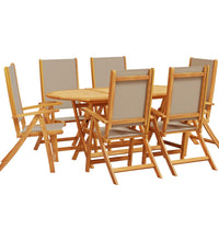 7-tlg. Garten-Essgruppe Massivholz Akazie und Textilene