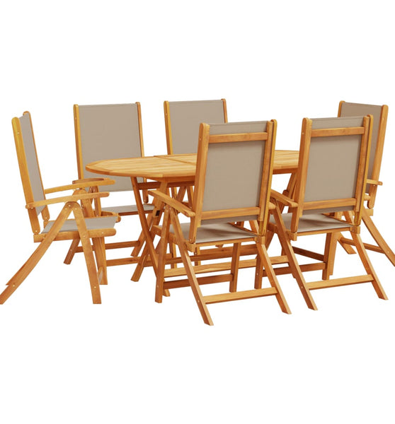7-tlg. Garten-Essgruppe Massivholz Akazie und Textilene