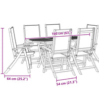 7-tlg. Garten-Essgruppe Massivholz Akazie und Textilene