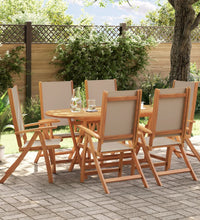 7-tlg. Garten-Essgruppe Massivholz Akazie und Textilene