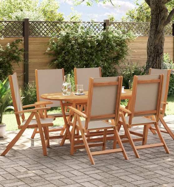 7-tlg. Garten-Essgruppe Massivholz Akazie und Textilene