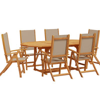 7-tlg. Garten-Essgruppe Massivholz Akazie und Textilene