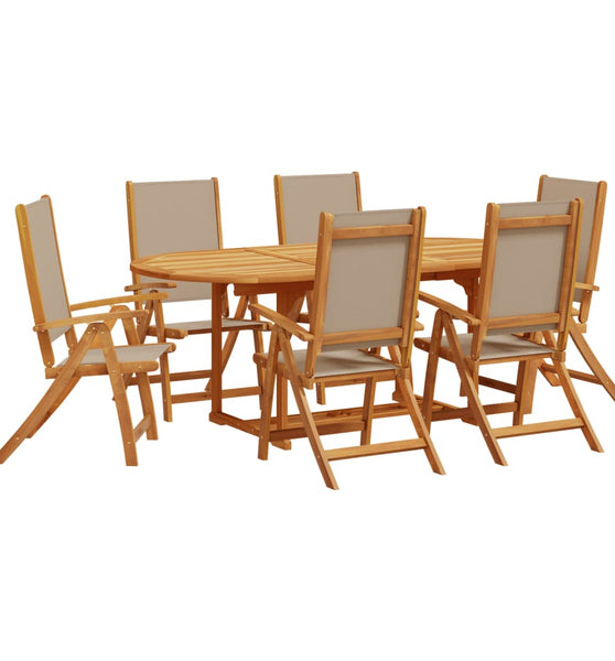 7-tlg. Garten-Essgruppe Massivholz Akazie und Textilene