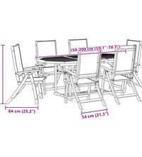 7-tlg. Garten-Essgruppe Massivholz Akazie und Textilene