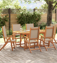 7-tlg. Garten-Essgruppe Massivholz Akazie und Textilene