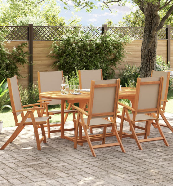 7-tlg. Garten-Essgruppe Massivholz Akazie und Textilene