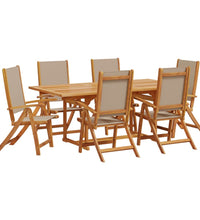 7-tlg. Garten-Essgruppe Massivholz Akazie und Textilene