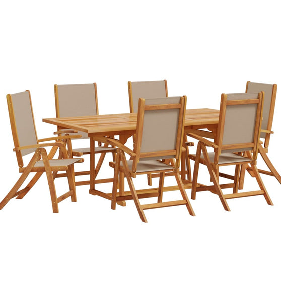 7-tlg. Garten-Essgruppe Massivholz Akazie und Textilene