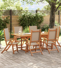 7-tlg. Garten-Essgruppe Massivholz Akazie und Textilene