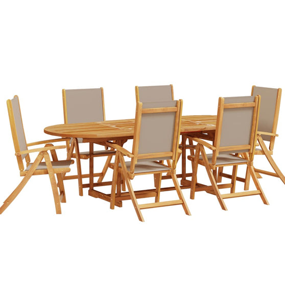 7-tlg. Garten-Essgruppe Massivholz Akazie und Textilene