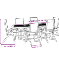 7-tlg. Garten-Essgruppe Massivholz Akazie und Textilene