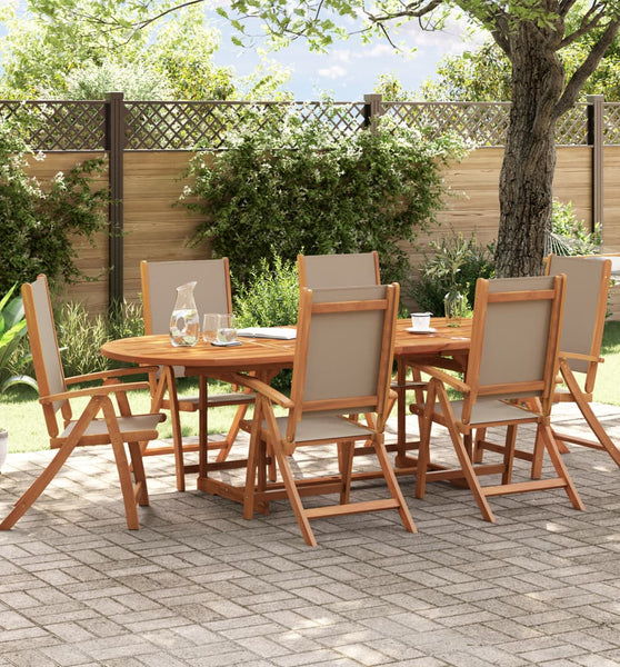 7-tlg. Garten-Essgruppe Massivholz Akazie und Textilene