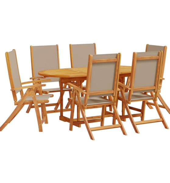 7-tlg. Garten-Essgruppe Massivholz Akazie und Textilene