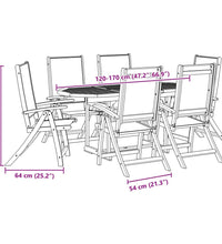 7-tlg. Garten-Essgruppe Massivholz Akazie und Textilene