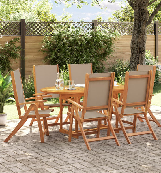 7-tlg. Garten-Essgruppe Massivholz Akazie und Textilene